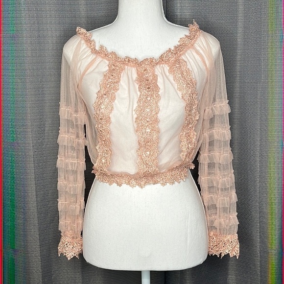 THE CLOTHING COMPANY SMALL PINK LACE BLOUSE - Picture 1 of 9